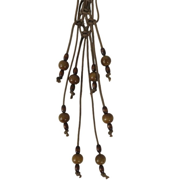 Vintage 70s Macramé Sand Dollar Shell Bead Necklace Hanging Wall Art - Picture 6 of 10